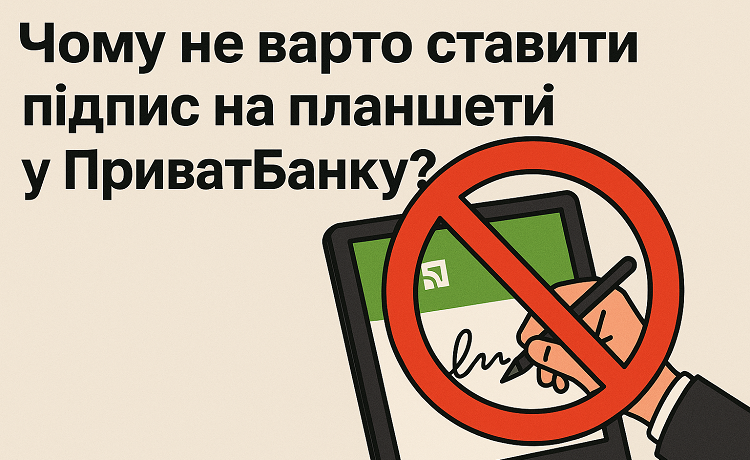 Чому не варто ставити підпис на планшеті, при ідентифікації у Приватбанку?